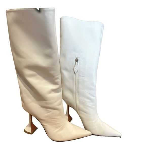 Revolve AMINA MUADDI Fiona Rain white leather boots, size 39 - Picture 6 of 16